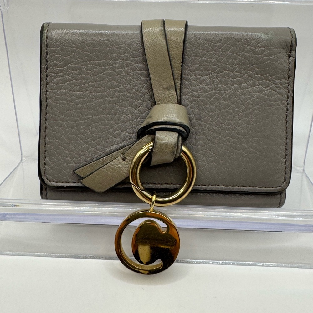 Chloe Alphabet Gray Leather Compact Wallet LL